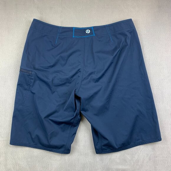 Lululemon Men Board Shorts 38 Blue Cargo Pocket 12" Wet Dry Warm Swim Hiking Gym - Picture 8 of 9
